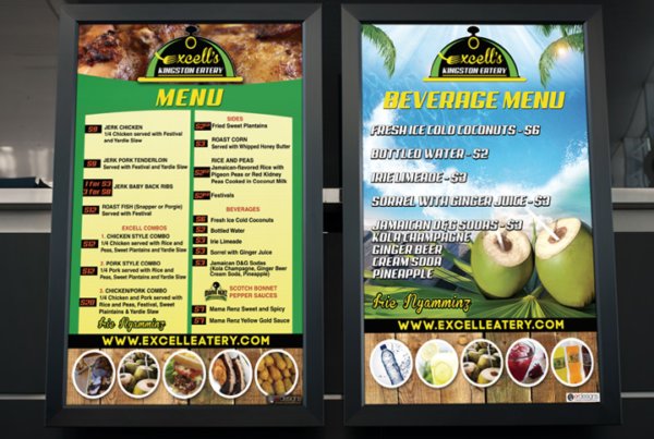 Signage | Excell's Kingston Eatery Menu Boards | The Emergency Room Designs, Jamaica