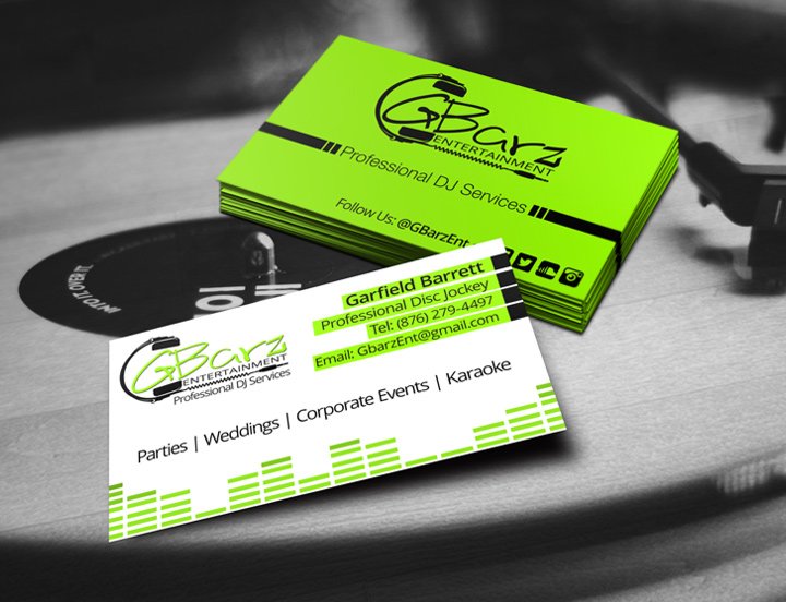 Business Card Design |GBarz Entertainment | ERDesigns, Jamaica