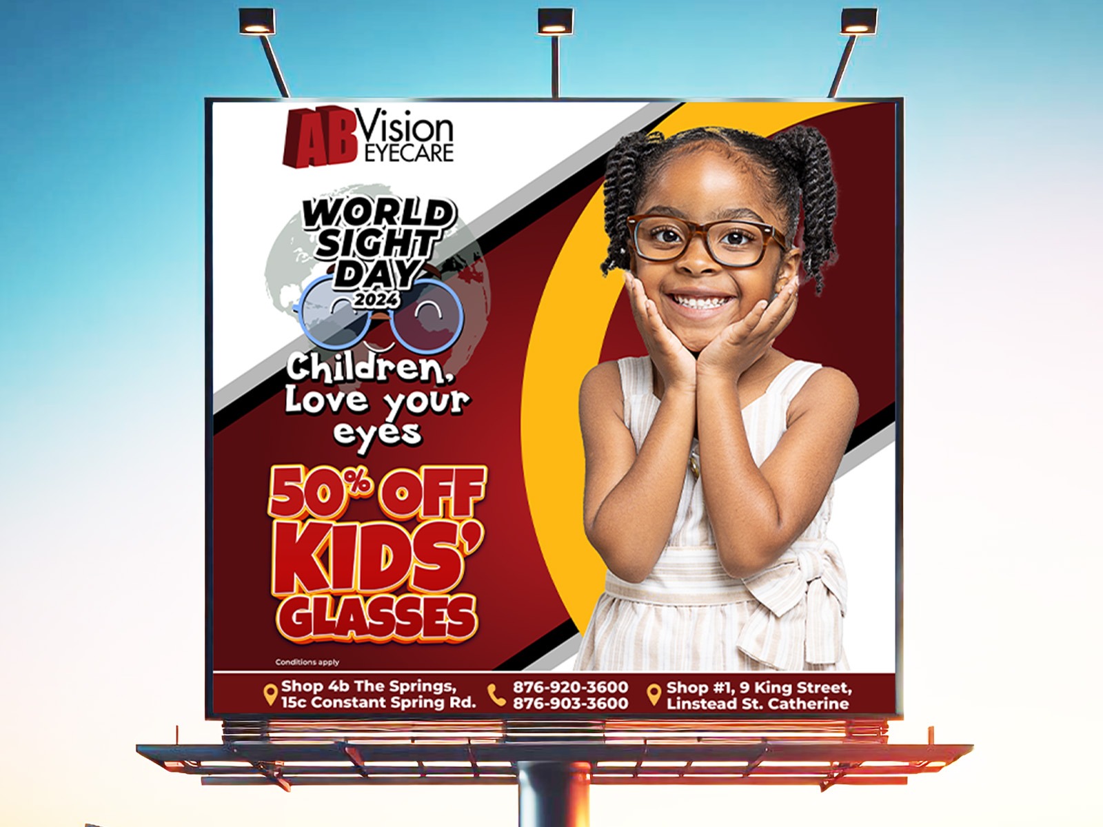 Signage Design | AB Vision Eyecare | World Sight Day Promotion | Billboard | ER Designs | Jamaican Graphic Design